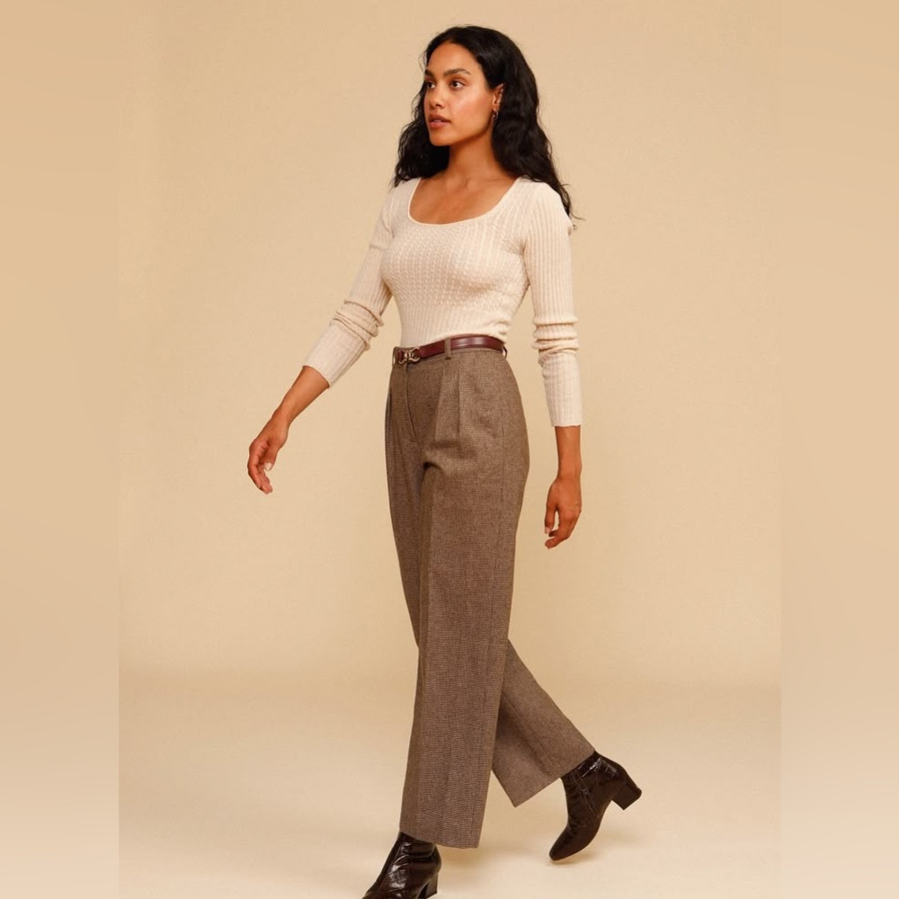 Rouje JeJe Houndstooth Brown Wool Pants - 38/6